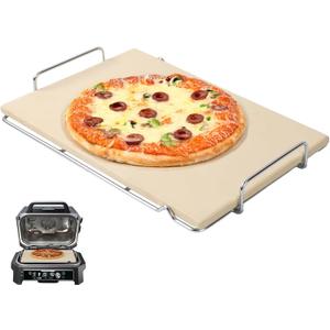 OG900 Pizza Stone with Rack for Ninja Woodfire OG800/OG900 Series XL Grill Accessories, Rectangle Baking Stone for Ninja OG850 OG951 OG952 Pro Connect XL Grills, Pizza Accessories for Pizza Oven