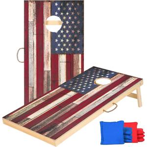 Solid Wood Vintage Cornhole Game Set, Two 4'x2'Cornhole Boards, 8 Cornhole Bags for Indoor and Outdoor Toss Games Competitions, Tournaments