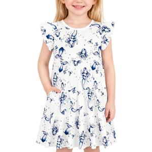 Girls' Casual Dress,Soft Cotton Kids Short Sleeve,Breathable A-Line Teen Sundress Size 2T 3T 4T 5 6 7 8 9 10 12 13