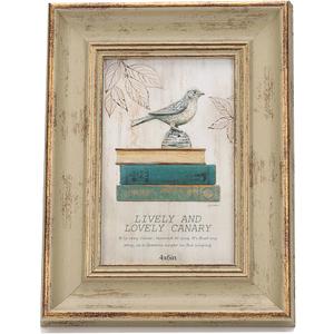 4x6 Inches Vintage Feel Rustic Picture Frame For Tabletop or Wall Hanging with Glass Front (4x6, Khaki)