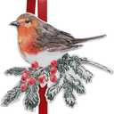 Vintage Christmas Wreath Hangers for Front Door Rustic Metal Xmas Ornament Robin Sign Bird Hook for Welcome Farmhouse Home Holiday Decoration