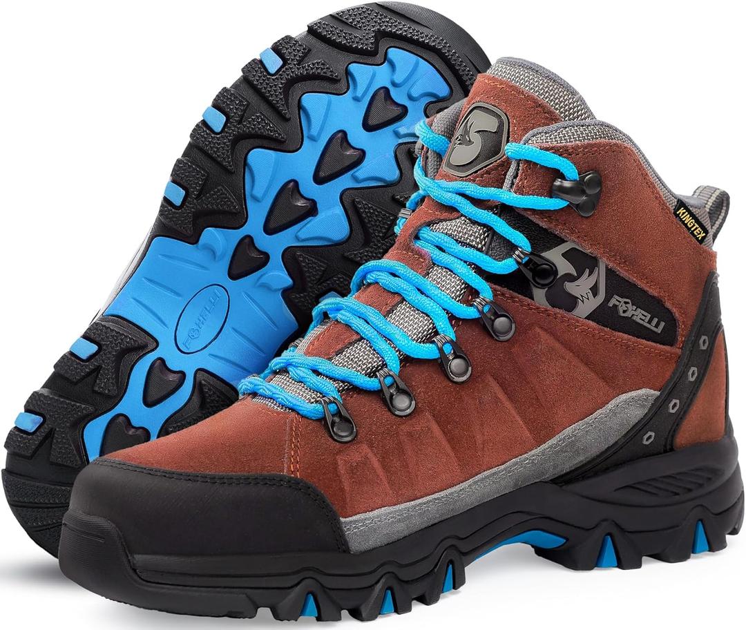 Foxelli Womens Hiking Boots - Waterproof Lightweight & Breathable Suede Leather (8, Brown)