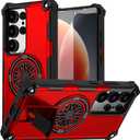 Magnetic Case for Galaxy S25 Ultra, Built-in Stand [Compatible with Mag-Safe] Shockproof Protective Cover Case for Samsung Galaxy S25 Ultra Red