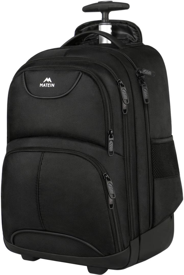 MATEIN Rolling Backpack, 17 inch Water Resistant Wheeled Laptop Backpack