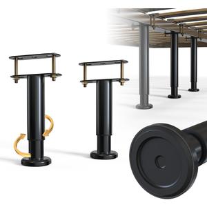 2Pcs Adjustable Height Bed Frame Support Leg, Extra Sturdy Steel Bed Frame Support Legs with Wider Rubber Base, More Stable/Quieter, Bed Slat Reinforcement Kit for King/Queen Bed (5"-8.6")