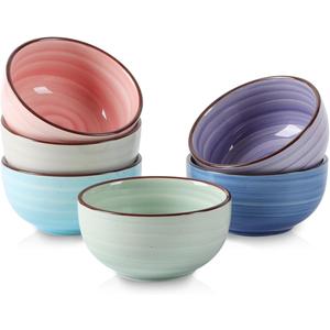 Selamica Ceramic Mini Bowls, 4 OZ Dipping Bowls, 3.5 Inch Gradient Color Set of 6, Microwave & Dishwasher Safe