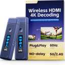 Wireless HDMI Transmitter and Receiver 328FT/100M,4K Decode Plug & Play Portable 5G+2.4G Wireless HDMI Remote Control Extenders for Video/PC/Projector/TV Box