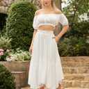 Scarlet Darkness Maxi Skirts for Women High Waist Renaissance Skirt Long Skirt with Pockets (White, M)