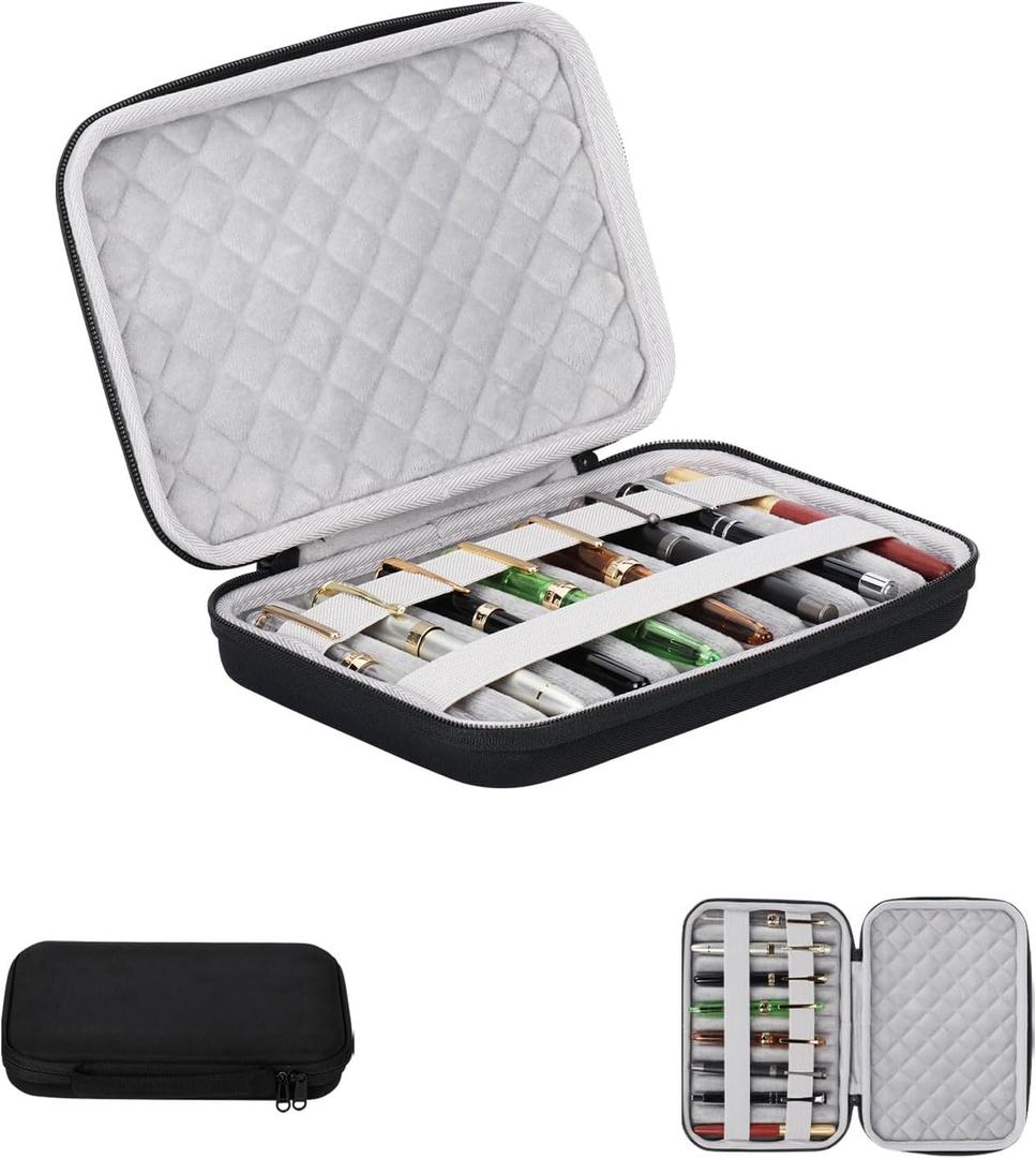 8 Slots pen case/boxesNylon cloth Pencil Tray Case Organizer, Fashion Design,Handmade Display Zippered Pouch for Rollerball Pen-Retro