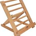 Restokki Wooden Book Stand, Bamboo Adjustable Book Holder for Reading Compatible with 4-13 inch Devices Portable Large Size Cookbook Reading Holders