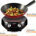 Nuwave Mosaic Induction Wok, Precise Temp Controls from 100F to 575F in 5F, Wok Hei, Infuse Complex Charred Aroma & Flavor, 3 Watts 600,900 & 1500, Authentic 14-inch Carbon Steel Wok Included,Black