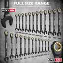 Premium 24-Piece Ratcheting Wrench Set, SAE(1/4-7/8") & Metric(8–19mm) Combination Wrenches, 72-Tooth CR-V Steel with Durable Black Finish, Ratchet Spanners with Roll-Up Tool Pouch for Repair