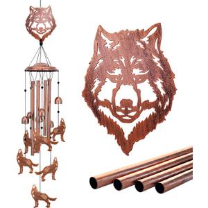 Wolf Wind Chimes for Outside,Wolf Gifts for Men Women/Memorial Gift/House Warming Gift/Birthday Gifts Metal windchimes Outdoors/Indoors,Garden Decor,Patio,Home,Porch,Yard Decorations