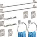 Brushed Nickel Bathroom Accessories Set, 10 Pieces Bathroom Hardware Set, 24 inch Towel Bar, Towel Racks for Bathroom, Robe Towel Hooks, Toilet Paper Holder Wall Mounted