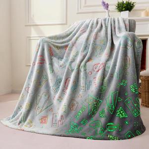 Joiedomi Glow in The Dark Gaming Blanket Gamer Gifts for Boys Age 2 3 4 5 6 7 8 9 10 11 12 Year Old, Soft Cozy Flannel Kids Throw Blanket, Birthday Bedroom Decor Grey 50"60"