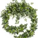 Ling's Moment 9FT Flower Garland for Backdrop Decorations - Wedding Arch Flowers, Eucalyptus & Rose, Artificial Floral Garland for Mantle - Sweetheart Table Decor for Beach Reception, Green