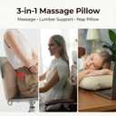 3-in-1 Shiatsu Massage Pillow with Heat, Dual-Side Hot Compress (100–122°F), 4 Kneading Nodes, 2000mAh Rechargeable Battery, Ergonomic Support for Neck, Back & Legs, Cordless for Home & Office