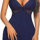 Avidlove Women Lingerie Modal Lace Side Slit Chemise Sleepwear Babydoll Teddy Lingerie (Medium)
