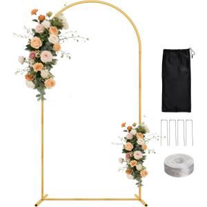 7.2FT Arch Backdrop Stand for Parties, Metal Balloon Arch kit Stand, Gold Wedding Arch Stand Frame for Gender Reveal Ceremony Birthday Anniversary Bridal Graduation Party Event Decoration