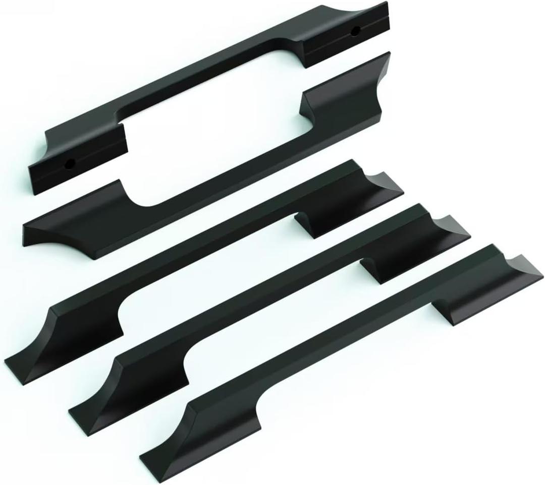 5 Pack Black Cabinet Pulls Solid Alloy 5.04''(128MM) Hole Center Cabinet Handles Solid Modern Drawer Pulls Hardware for Kitchen