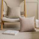 Home Brilliant Euro Shams Pillow Covers 26x26 Lined Linen Decorative Square Pillow Covers Neutral Decorative Pillowcases for Bedroom Living Room Nursery, 26 x 26 Inch, Set of 2, Burlap