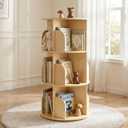 3-Tier Wooden Rotating Bookshelf for Kids, 360° Spinning Bookcase