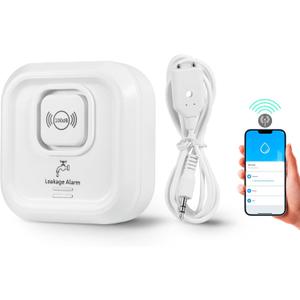 TOWODE WiFi Water Leak Detectors for Home, 100dB Alarm, Suitable for Kitchen, Warehouse, Laundry, Bathroom, Sink, Laundry, Basement, Water Leak Detector with APP Push, White1P