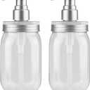 Qeuly 16oz Soap Dispenser, 2 Pack Plastic Pump Bottle Dispenser, Refillable Wide Mouth Jar Style Bathroom/Kitchen Containers for Shampoo, Conditioner, Body Wash, Lotion, Hand Soap & Dish Soap