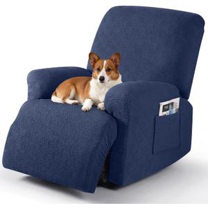 Timeles Recliner Covers Recliner Chair Covers Reclining Couch Covers Sofa Slipcovers Stretch Soft Washable (Single-Seater, Navy Blue)