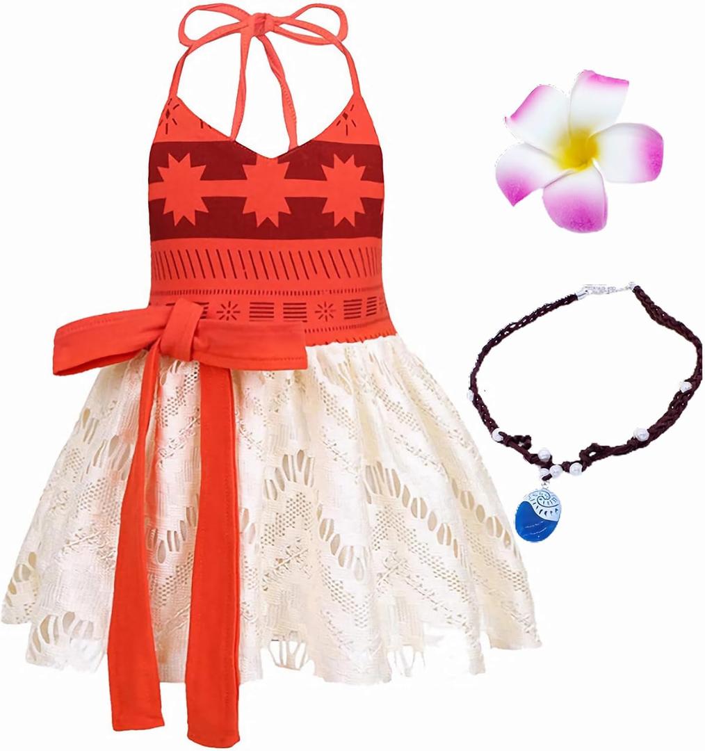 AOVCLKID Girls Princess Costume Little Girls Movie Cosplay Outfits with Accessories(6 Years,Red)