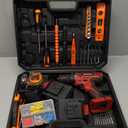 PULITUO Tool Kit with Power Drill, 20V cordless Electric Drill Set with 2 Pack Lithium Battery and Charger, Torque 30N.m, 21+1 Torque Setting, 2 Speed Setting