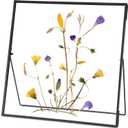 REDHUGO Double Glass Frame for Pressed Flowers Handmade, Tabletop Photo Frame for Floating Picture and Flower Press, Simple, Metal Geometric, Square, Black, 10x10 Inches (10L" x 10W")