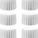 BRILLMAX 6 Pack White Round Tablecloths 108 Inch - Circle Bulk Linen Polyester Fabric Washable Table Cloth Cover for Wedding Reception Banquet Birthday Party Buffet Restaurant