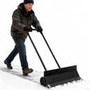 Snow Shovel with Wheels, Heavy Duty Snow Shovel for Driveway with Rotatable Handle, Efficient Snow Removal for Pavement (27.5inch)