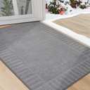 BEQHAUSE Door-Mat Non-Slip Front Doormat Low-Profile Entrance Mats for Front Door Entry Resist Dirt Washable Doormat Absorbent Entryway Door Mat,Light Grey,32"x48"