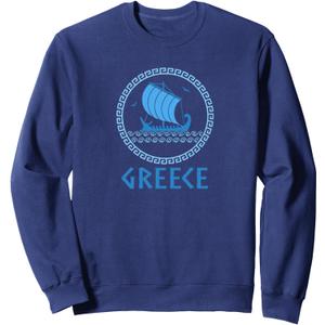 Greece Souvenirs Ancient Greek Ship Graphic Sweatshirt Large