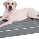 KSIIA XL Dog Bed for Crate Pad Waterproof Dog Bed with Removable Washable Cover, Egg Crate Foam and Non-Slip Bottom, 41x27 Inch, Dark Gray
