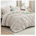 Bedsure California King Comforter Set Linen - Bed in a Bag Cal King 7 Pieces, GentleSoft™ Pintuck Bed Set Gift for Family, Pinch Pleat All Season Comforter with Sheets, Pillowcases & Shams