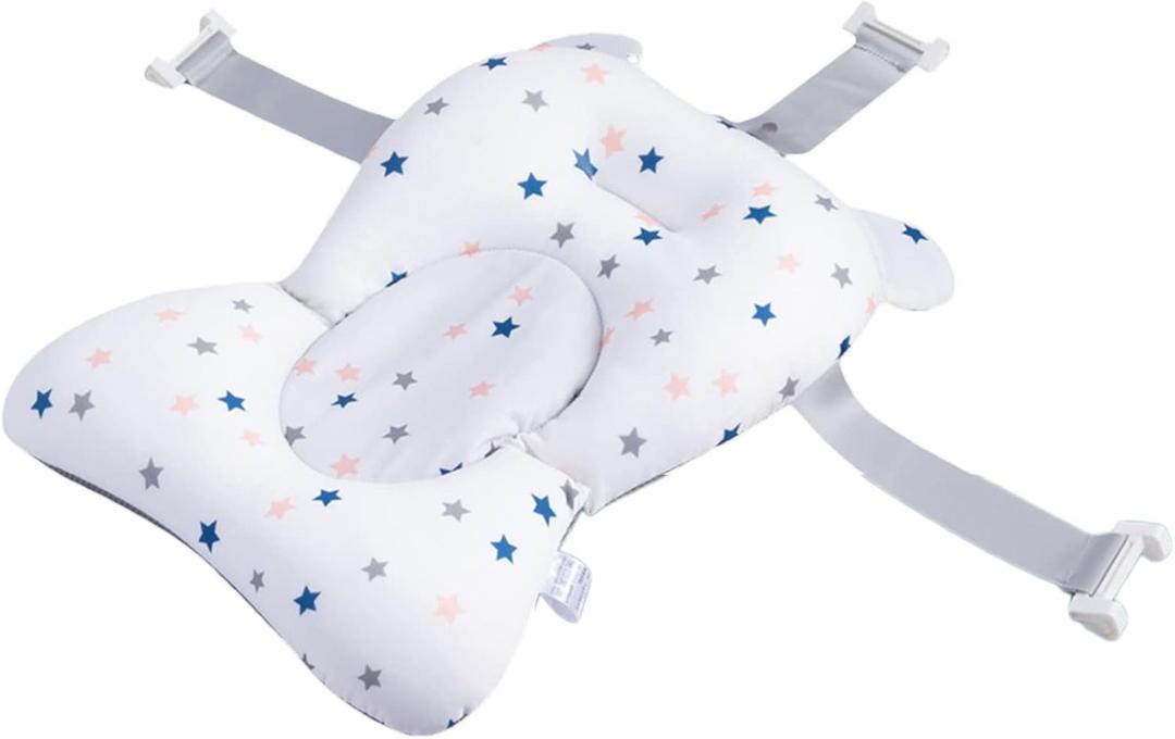 Baby Bath Cushion Pad Newborn Bathtub Mat Infant Bath Supporter Net Baby Bathtub Pillow Non-Slip Floating Bathing Tub Seat (White Star, 28cm*43cm*26cm) (28cm*43cm*26cm, White Star)