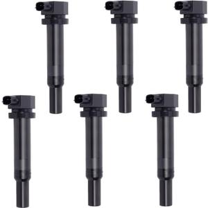 Motorevo 6PCS Ignition 2Pins Coil Pack Compatible with Hyundai Santa Fe 2007-2009 2.7L, Kia Optima 2006-2010 2.7L, Rondo 2007-2010 2.7L, UF558, UF-558, E1058, 52-1863, IC638
