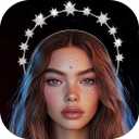 CAKURE Star Halo Headband Silver Rhinestone Goddess Headpiece Metal Mary Celestial Headpiece Bride Wedding Hair Accessories for Women