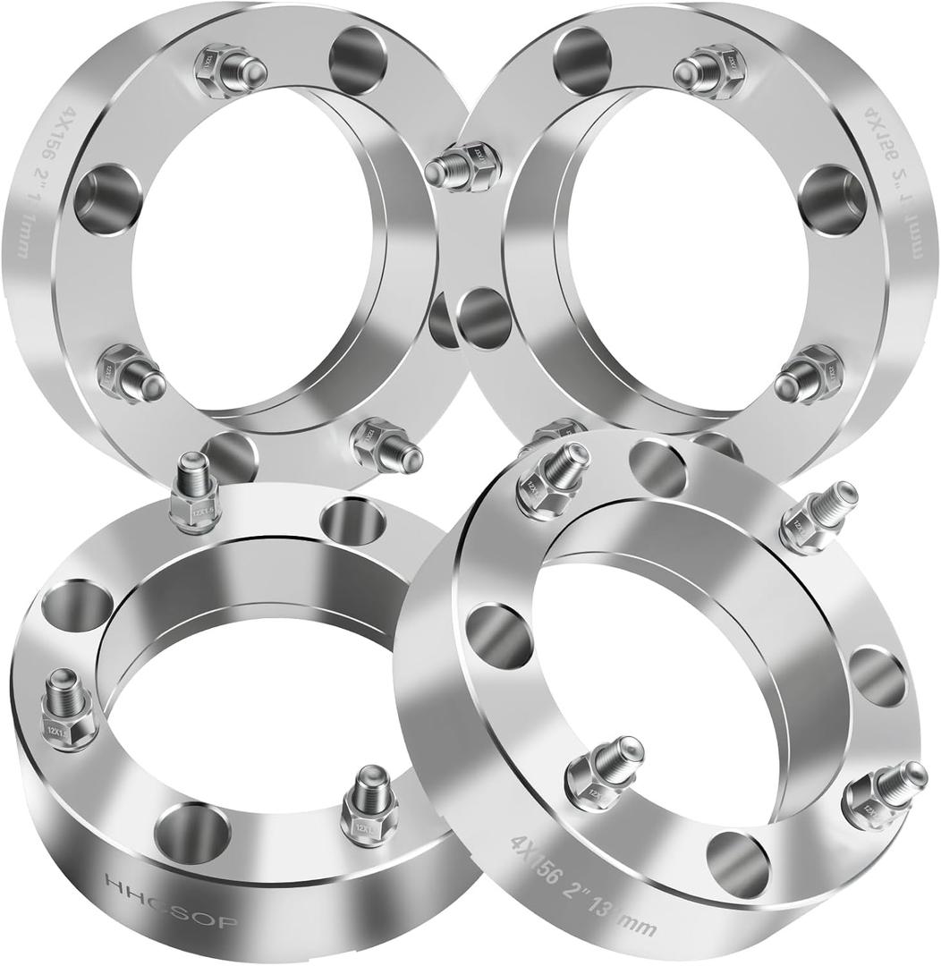 HHCSOP 4x156 2" ATV Wheel Spacers for Polaris RZR 900 2015-2017, Polaris RZR XP 1000 2014 2015 2016 2017 2018, 4PCS Silver Wheel Adapters with M12x1.5 Studs & 131mm Bore