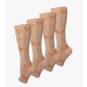 2 Pair Zipper Women Compression Stockings Burn Fat Socks Open Toe Girl Compression Slim Beauty Leg
