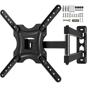 Full Motion TV Wall Mount,Swivel Tilt Extension with Articulating Arms,Tv Brackets for Wall Mount with VESA 400x400mm up to 66lbs Max,Universal TV Mount for 19-55 inch LED Monitors Flat Screen.