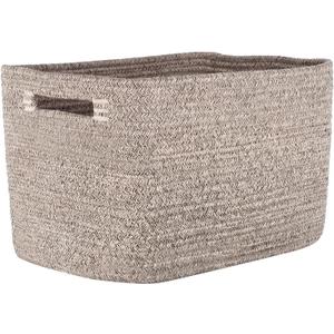 Storage Baskets for Organizing, 14 x 10 x 9 Closet Shelf Woven Baskets, Square Bins with Handles, Cotton Rope Basket for Toys, Clothes, Office, Room, Brown 1 Pack