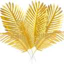 CCINEE 12 PCS Golden Artificial Palm Leaves, Assorted Sizes Faux Large Palm Fronds Fake Tropical Plant Simulation Safari Leaves with Stems for Home Hawaiian Luau Party Jungle Beach Theme Party