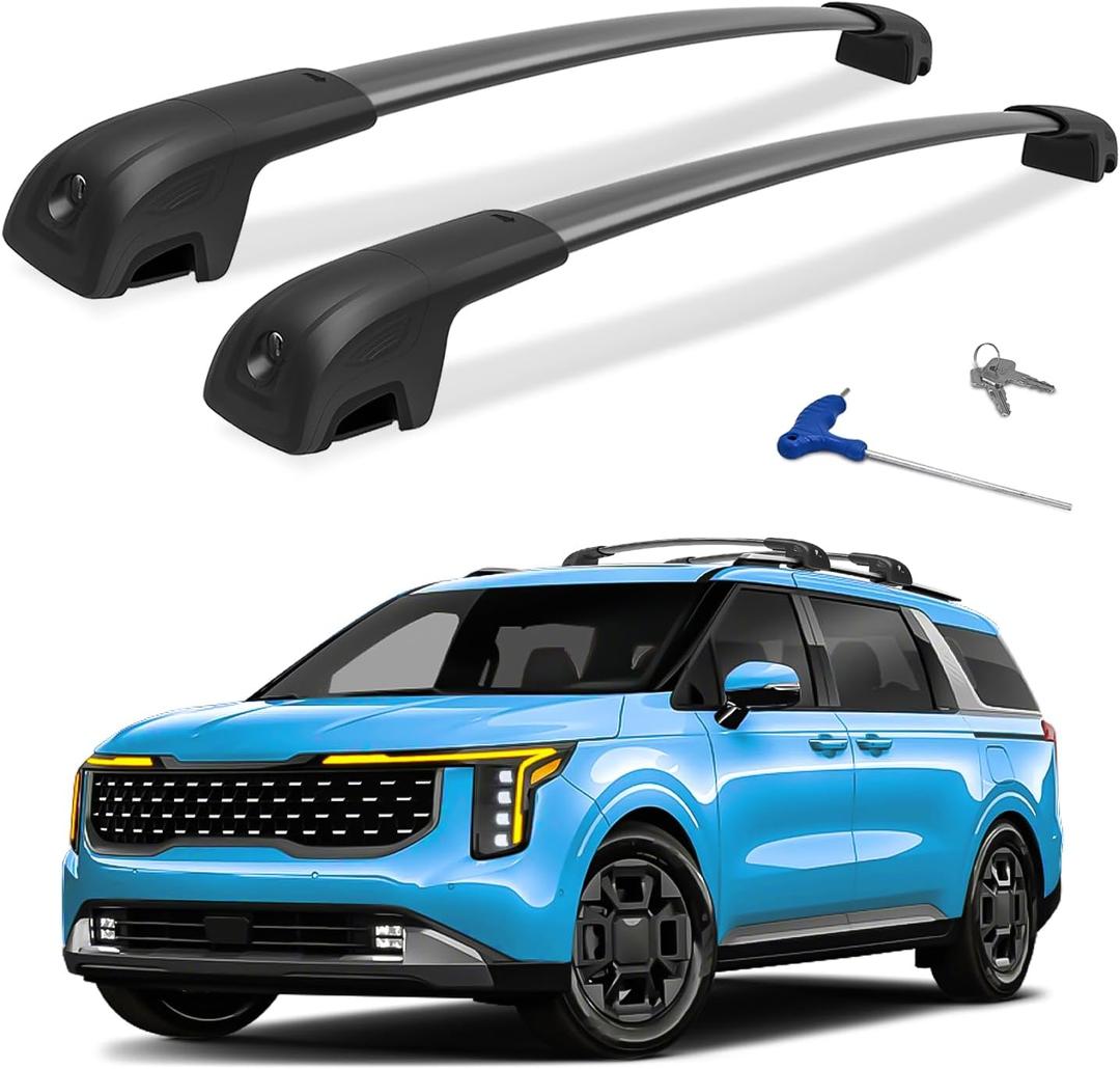 300lbs Roof Rack Cross Bars Compatible with 2022-2026 KIA Carnival & Carnival Hybrid, Heavy Duty Aluminum Roof Rails Crossbars Cargo Bars Canoe Rooftop Black Carrier Luggage.