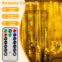 Ollny Curtain Lights 300LED 9.8ftx9.8ft, Connectable IP67 Waterproof Outdoor Curtain String Lights with Remote, Plug-in Untangle Fairy Lights with 8 Modes 3 Timers for Wall Backdrop Decor(Warm White)