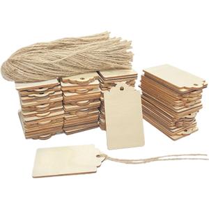 200 Pack 3 Inch Wood Tags with Hole and Twine Blank Wooden Gifts Tag Unfinished Wood Labels for Crafts