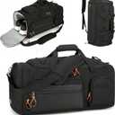 Searock 45L Gym Bag for Men, 3-In-1 Duffle Bag Backpack for Travel, Sports Duffel Bags for Gym Workout, Weekender Overnight Bag with Shoe Compartment, Wet Pocket, Black